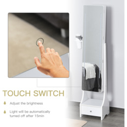 HOMCOM Jewellery Cabinet LED Mirror with Storage - White - thumbnail 5