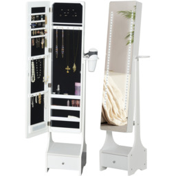 HOMCOM Jewellery Cabinet LED Mirror with Storage - White - thumbnail 4