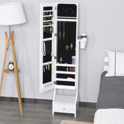 HOMCOM Jewellery Cabinet LED Mirror with Storage - White - thumbnail 3