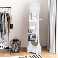 HOMCOM Jewellery Cabinet LED Mirror with Storage - White