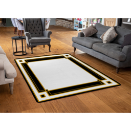 Art Deco Black  Gold Designer Rug - Yellow / 230cm - thumbnail 3