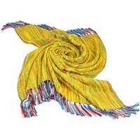 Luxury Large Recycled Throw With Trim Micro Striped Design - Lime/Multi - image 1