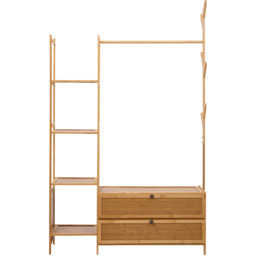 Wooden Coat Rack with Storage Drawers - Natural Wood - thumbnail 3