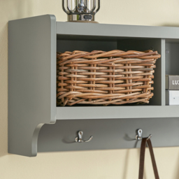 Wall Coat Rack with 3 Compartments and 4 Hooks - Grey - thumbnail 5
