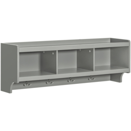 Wall Coat Rack with 3 Compartments and 4 Hooks - Grey - thumbnail 3