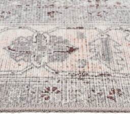 Distressed Floral Medallion Persian Non Slip Washable Area Rug - Grey / 240 x 60cm - thumbnail 5