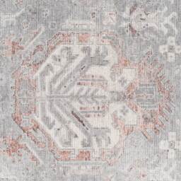 Distressed Floral Medallion Persian Non Slip Washable Area Rug - Grey / 240 x 60cm - thumbnail 3