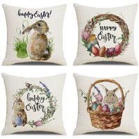 Set of 4 Easter Themed Cushion Covers - White