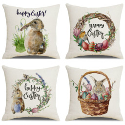 Set of 4 Easter Themed Cushion Covers - White - thumbnail 2