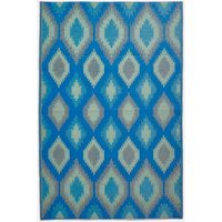 Homescapes Outdoor Rug Luxury Waterproof Reversible Recycled, Blue Amber Ikat - Blue / 180cm