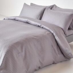 330 Thread Count Egyptian Cotton Satin Stripe Fitted Sheet - Grey / Single - thumbnail 3