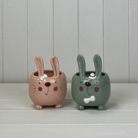Mixed Pink and Green Taller Rabbit Pot - Multi