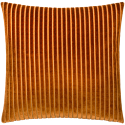 Savoy Stripe Cut Velvet Cushion - Brick / Polyester - thumbnail 2