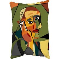 Portrait Cubism Art Style,Man Calls On A Phone Outdoor Cushion - Green - image 1