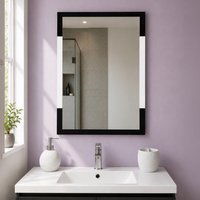 Rectangular Large Bathroom Wall Mirror Black and Frosted Edge 70 x 50cm - Black