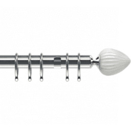 25-28mm Realm End Chrome Metal Curtain Pole Set - Chrome / 170cm - thumbnail 2