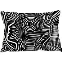 Woodcut Style On The Subject Of Human Soul Outdoor Cushion - Black - image 1