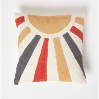 Homescapes Sunshine Tufted Cotton Cushion - Multi