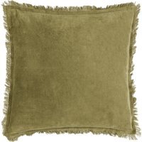 Jaye Velvet Fringed Cushion 45 x 45cm - Moss / Polyester