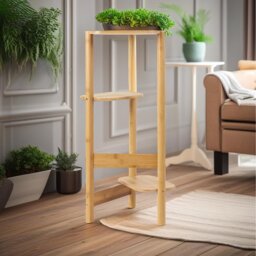 3 Tier Bamboo Indoor Outdoor Plant Stand - Brown - thumbnail 3