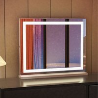 FENCHILIN Hollywood Vanity Mirror with Strip Lights Table Wall-Mounted - Metal White - thumbnail 1