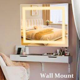 FENCHILIN Hollywood Vanity Mirror with Strip Lights Table Wall-Mounted - Metal White - thumbnail 4