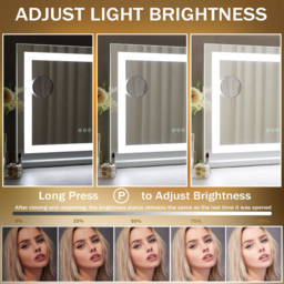 FENCHILIN Hollywood Vanity Mirror with Strip Lights Table Wall-Mounted - Metal White - thumbnail 2