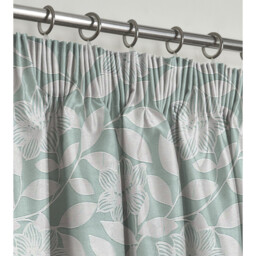 Luxury Leaf Jacquard Curtain Pair - Duck Egg / 90in - thumbnail 2
