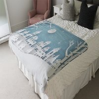 Winter Snow Urban Countryside Soft Blanket - Blue - image 1