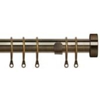 25-28mm Stud End Antique Brass Metal Curtain Pole Set - Antique Brass / 120cm