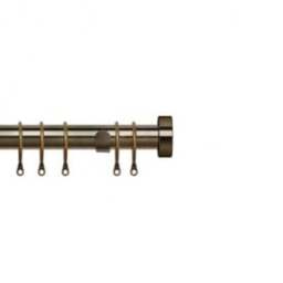 25-28mm Stud End Antique Brass Metal Curtain Pole Set - Antique Brass / 120cm - thumbnail 2