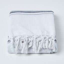 Cotton Morocco Striped Monochrome Throw - Monochrome / 255cm - thumbnail 3