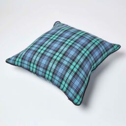 Cotton Black Watch Tartan Cushion Cover - Blue / 60cm - thumbnail 2