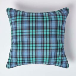 Cotton Black Watch Tartan Cushion Cover - Blue / 60cm - thumbnail 3