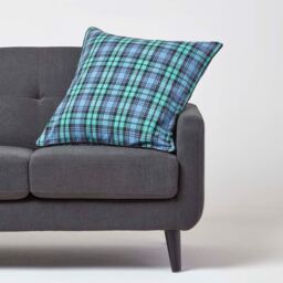 Cotton Black Watch Tartan Cushion Cover - Blue / 60cm - thumbnail 4