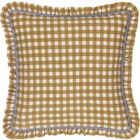 Maude Gingham Piped Polyester Filled Cushion - Gold
