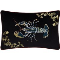Atlantica Embroidered Velvet Cushion - Black / 80 Feather 20 Polyester - image 1