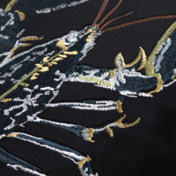 Atlantica Embroidered Velvet Cushion - Black / 80 Feather 20 Polyester - thumbnail 2