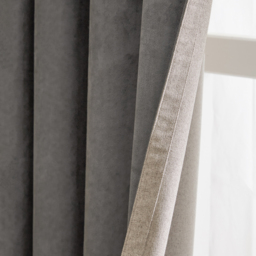 Verso Suede Blackout Eyelet Curtains - Charcoal / 183cm / 117cm - thumbnail 2