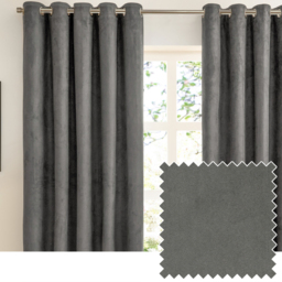 Verso Suede Blackout Eyelet Curtains - Charcoal / 183cm / 117cm - thumbnail 4