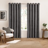 Verso Suede Blackout Eyelet Curtains - Charcoal / 183cm / 117cm - thumbnail 1