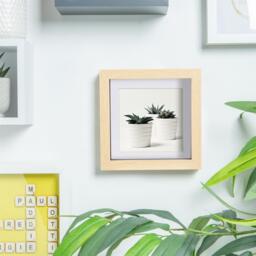 "6"" x 6"" 3D Box Photo Frames - 4"" x 4"" Mount - Pack of 2 - Light Brown/White" - thumbnail 4