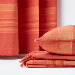 Homescapes Cotton Morocco Striped Curtain Pair - Terracotta / 167cm / 228cm - thumbnail 4