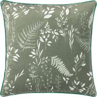 Fearne Printed Velvet Cushion - Sage Green / Feather - image 1