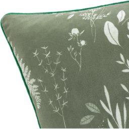 Fearne Printed Velvet Cushion - Sage Green / Feather - thumbnail 3