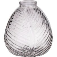 Glass Flora Leaf Finish Vase - Clear