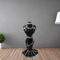 Italian Sparkly Vase Romany Mirrored Mosaic Lady Shape Black - Black