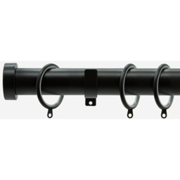 Matt Black 28mm Stud Fixed Length Metal Curtain Pole - Matt Black / 80cm - thumbnail 5