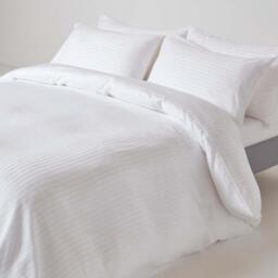 330 Thread Count Egyptian Cotton Satin Stripe Fitted Sheet - White / Double - thumbnail 3