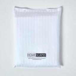 330 Thread Count Egyptian Cotton Satin Stripe Fitted Sheet - White / Double - thumbnail 4